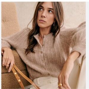 Sézane Amance Cardigan Jumper in Light Beige